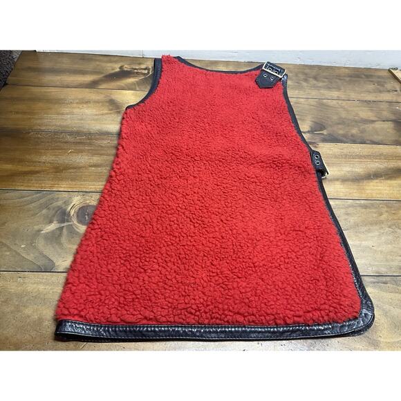 VTG Francesca For Damon Fleece Pile Leather Trim Vest size 12 Italy - Picture 1 of 12